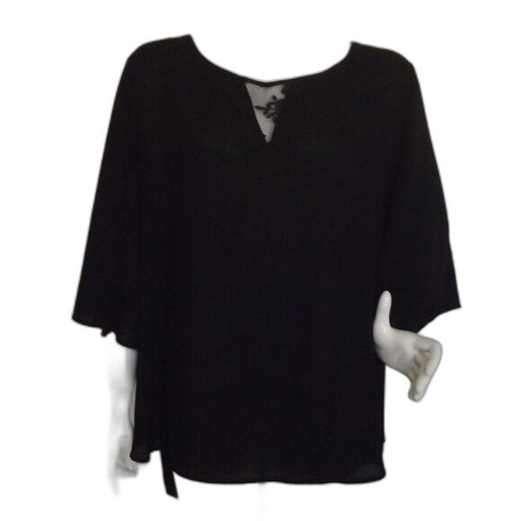 TORRID Top, 3/4 (3x/4x), Lace/Drop Back, Black, Lace insert, Bell sleeves - Picture 1 of 13